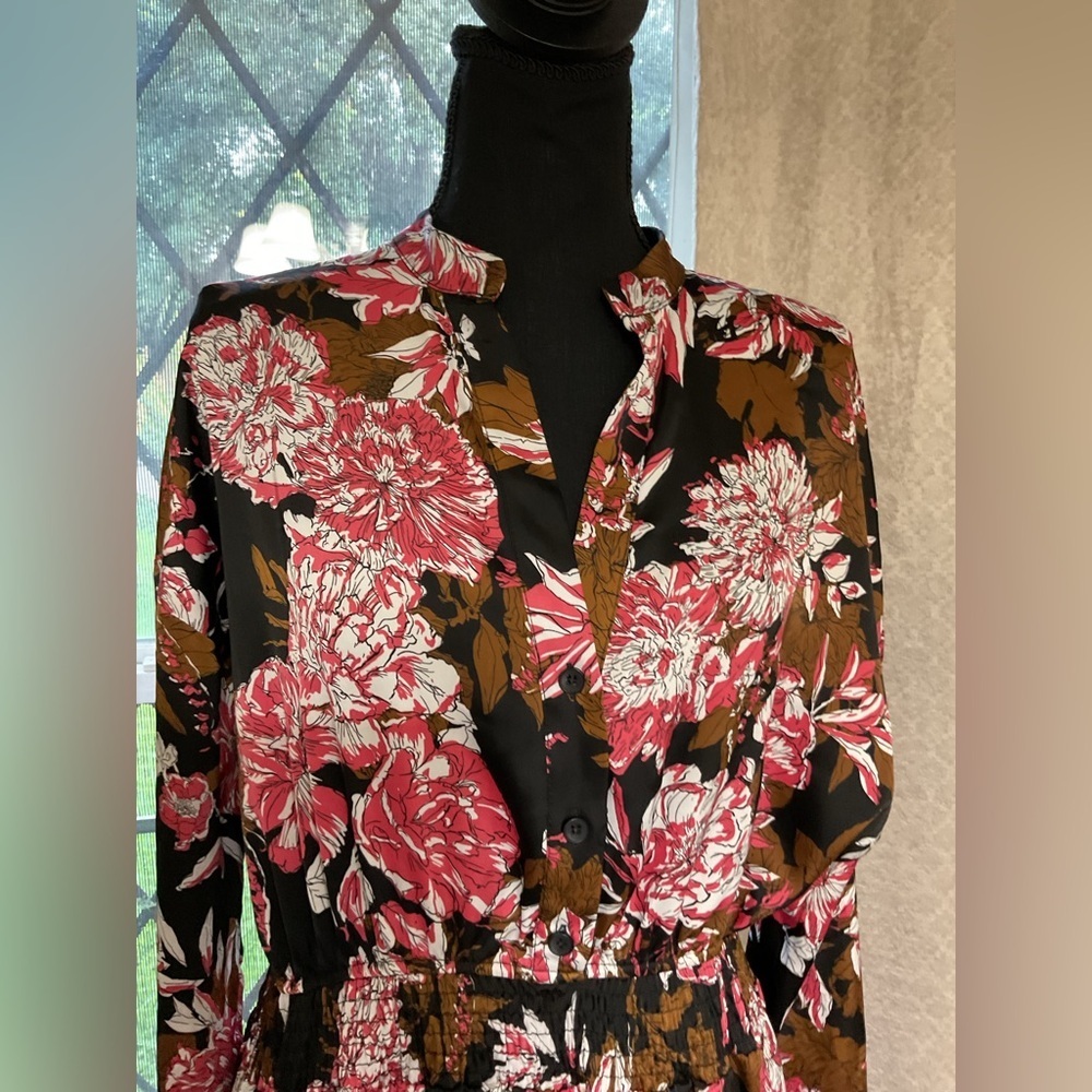 ZARA Printed Floral Long Sleeve Mini Dress Size S Authentic! - Picture 5 of 12